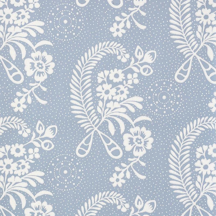 Millicent Delft 5008813 by Schumacher Designer Wallpaper Wallflowers 13.5" - Swanky Fabrics -