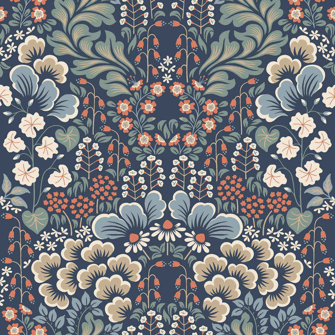 Blomstervall Midnight Multi 2097 by Schumacher Designer Wallcovering