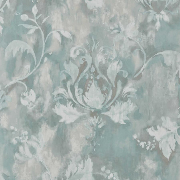 Ornamenta (Wp) # 03 Aqua by 1838 Wallcoverings Designer Wallpaper Pavilion HALF DROP PASTE THE WALL UNITED KINGDOM 25" 20.5"X11YD - Swanky Fabrics -