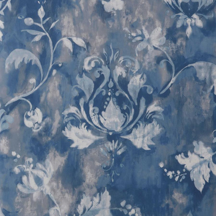 Ornamenta (Wp) # 04 Indigo by 1838 Wallcoverings Designer Wallpaper Pavilion HALF DROP PASTE THE WALL UNITED KINGDOM 25" 20.5"X11YD - Swanky Fabrics -