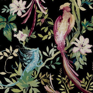 Bird Sonnet (Wp) # 05 Jet by 1838 Wallcoverings Designer Wallpaper
