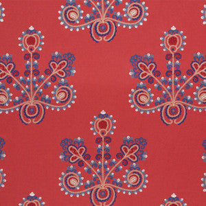 Estrella Embroidery Vermilion 74451 by Schumacher Designer Fabric
