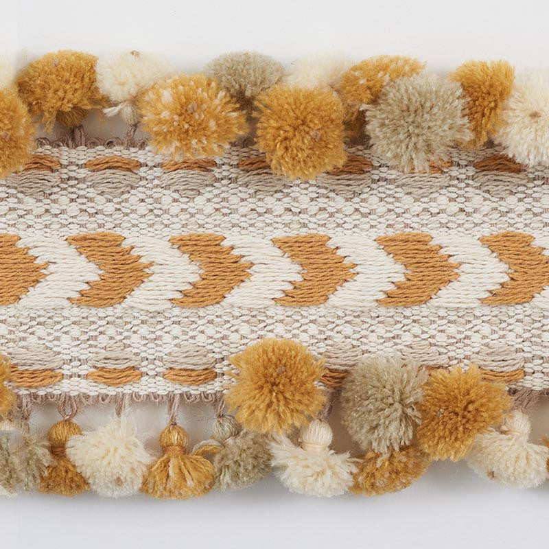 Maracana Pom Tape Ochre 75651 by Schumacher Designer Trim Primitive Beauty 2.5" - Swanky Fabrics -