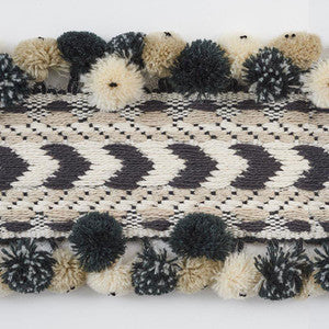 Maracana Pom Tape Black 75652 by Schumacher Designer Trim
