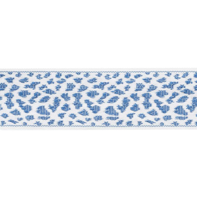Leopard Tape Blue 75850 by Schumacher Designer Trim Indoor/Outdoor: Prints & Wovens 2.12" - Swanky Fabrics -
