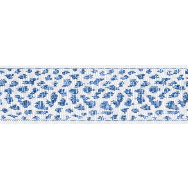 Leopard Tape Blue 75850 by Schumacher Designer Trim Indoor/Outdoor: Prints & Wovens 2.12" - Swanky Fabrics -