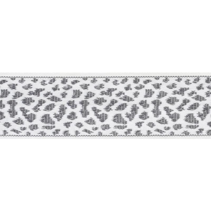 Leopard Tape Grey 75855 by Schumacher Designer Trim Indoor/Outdoor: Prints & Wovens 2.12" - Swanky Fabrics -