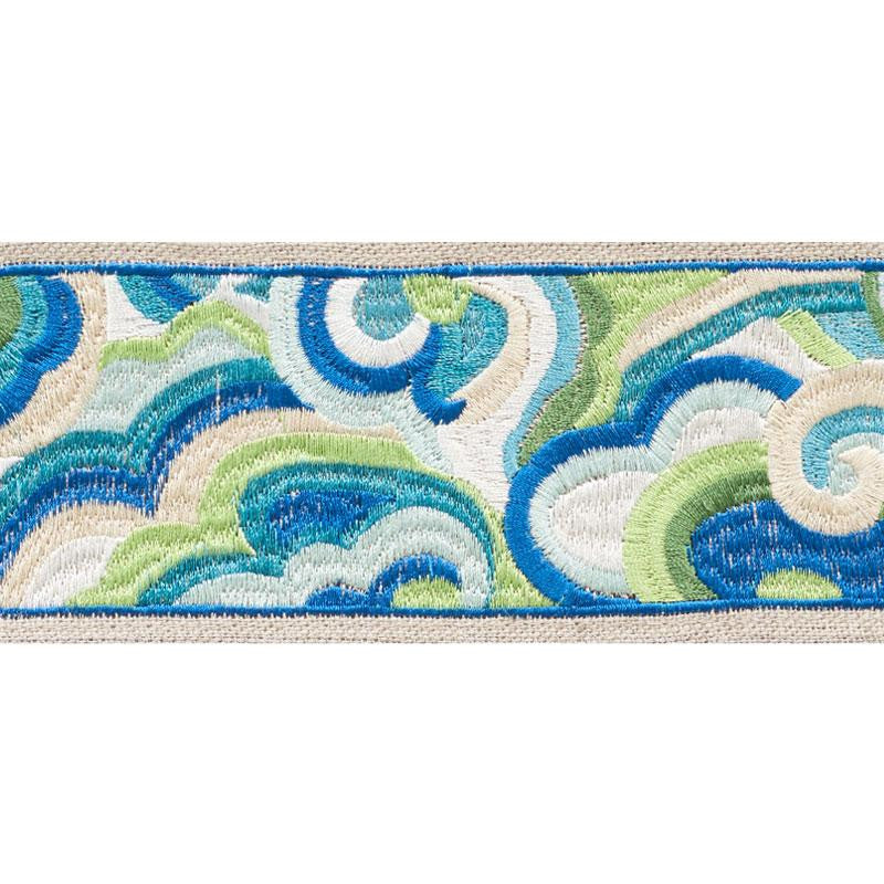 Woodstock Tape Peacock 76221 by Schumacher Designer Trim Free Spirit 15.25" - Swanky Fabrics -