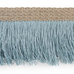 Braided Linen Fringe Sky 76260 by Schumacher Designer Trim