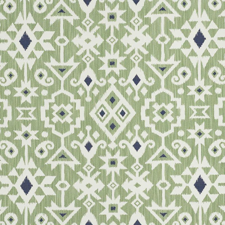 Crusoe Ikat Green 76522 by Schumacher Designer Fabric World View 28.0" - Swanky Fabrics -