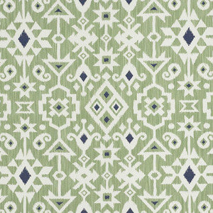 Crusoe Ikat Green 76522 by Schumacher Designer Fabric