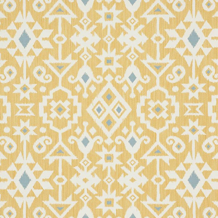 Crusoe Ikat Yellow 76523 by Schumacher Designer Fabric World View 28.0" - Swanky Fabrics -