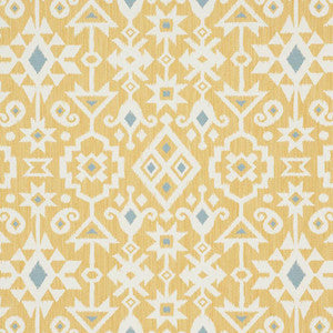 Crusoe Ikat Yellow 76523 by Schumacher Designer Fabric