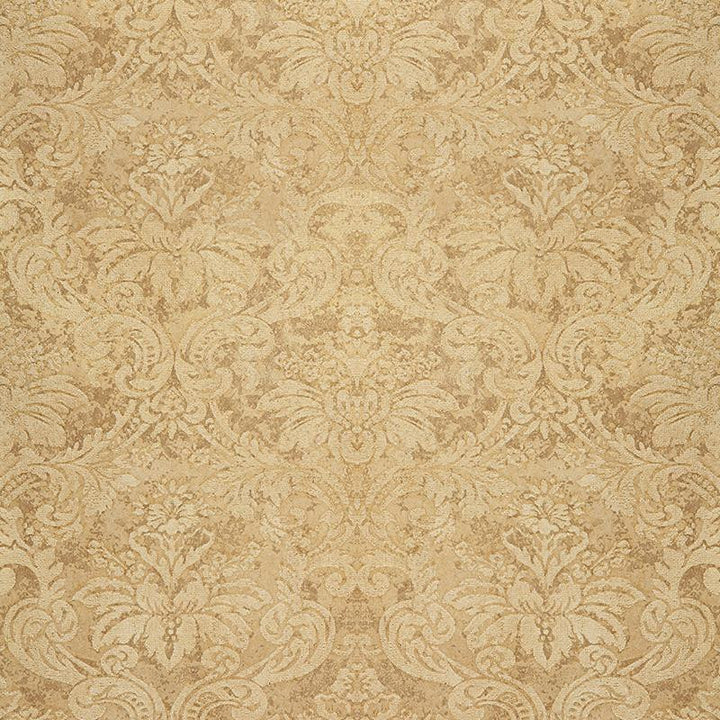 Damasco Metallico Gold Leaf 529911 by Schumacher Designer Wallpaper Palazzo - Swanky Fabrics -