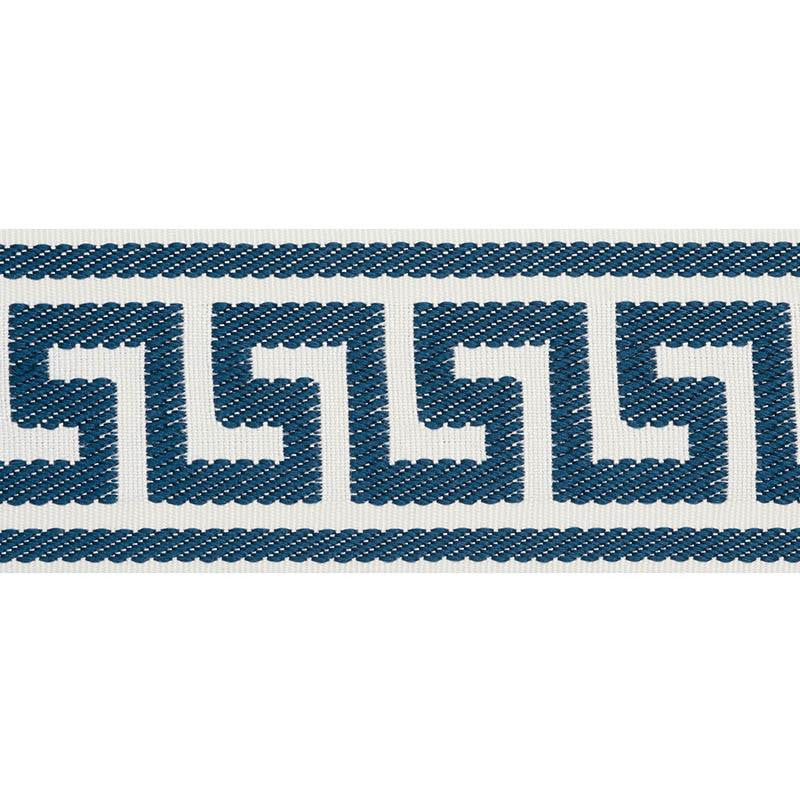 Etienne Silk Greek Key Wide Navy 74706 by Schumacher Designer Trim Perfect Basics: Trims - Swanky Fabrics -