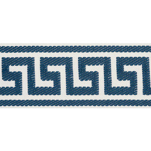 Etienne Silk Greek Key Wide Navy 74706 by Schumacher Designer Trim