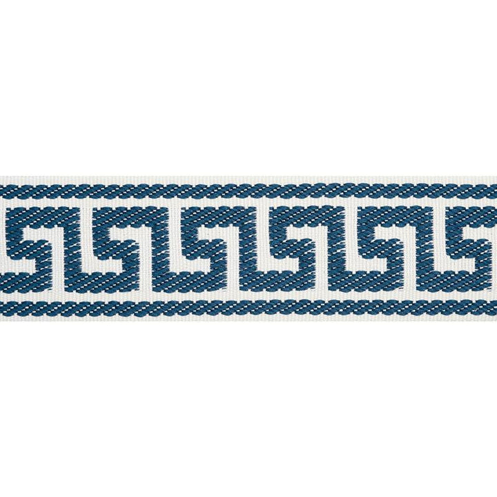 Etienne Silk Greek Key Narrow Navy 74686 by Schumacher Designer Trim Perfect Basics: Trims - Swanky Fabrics -