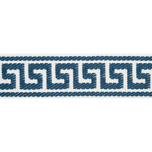 Etienne Silk Greek Key Narrow Navy 74686 by Schumacher Designer Trim