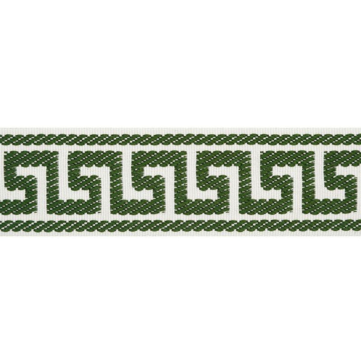 Etienne Silk Greek Key Narrow Emerald 74687 by Schumacher Designer Trim Perfect Basics: Trims - Swanky Fabrics -