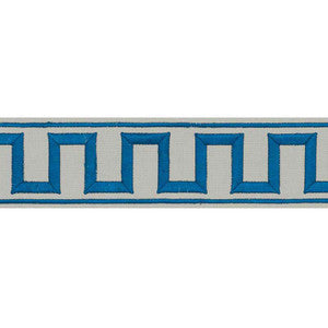 Greek Key Embroidered Tape Peacock & Mineral 70799 by Schumacher Designer Trim
