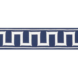 Greek Key Embroidered Tape Marine 70797 by Schumacher Designer Trim