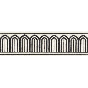 Arches Embroidered Tape Medium Black On White 70760 by Schumacher Designer Trim