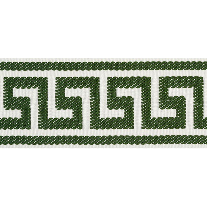 Etienne Silk Greek Key Wide Emerald 74707 by Schumacher Designer Trim Perfect Basics: Trims - Swanky Fabrics -