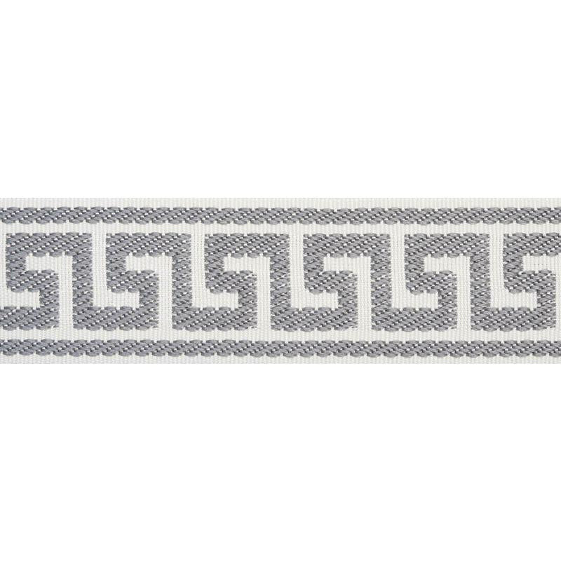 Etienne Silk Greek Key Narrow Grey 74688 by Schumacher Designer Trim Perfect Basics: Trims - Swanky Fabrics -