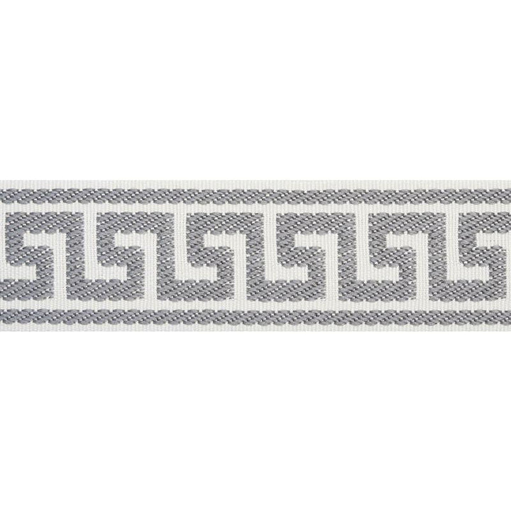 Etienne Silk Greek Key Narrow Grey 74688 by Schumacher Designer Trim Perfect Basics: Trims - Swanky Fabrics -