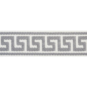 Etienne Silk Greek Key Narrow Grey 74688 by Schumacher Designer Trim