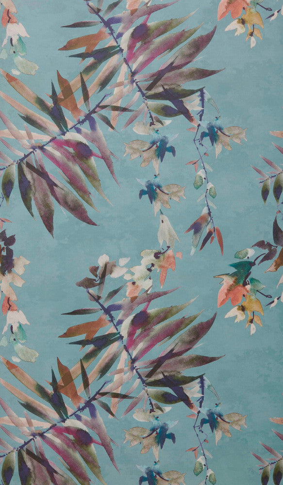 Essence (Wp) # 02 Aquamarine by 1838 Wallcoverings Designer Wallpaper Essence STRAIGHT PASTE THE WALL UNITED KINGDOM V-20.5" 20.5"X11YD - Swanky Fabrics -