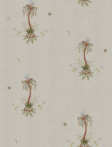 Royal Poncianna Embroidery Multi On Creme 22140 by Schumacher Designer Fabric
