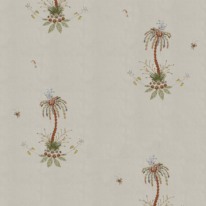 Royal Poncianna Embroidery Multi On Creme 22140 by Schumacher Designer Fabric PERENNIAL FAVORITES COTTON GROUND RAYON 100% INDIA WYZENBEEK 1,000 </p><p>Repeat: Horizontal: 35" (89CM) and Vertical: 45 3/4" (116CM) 54 - Swanky Fabrics -