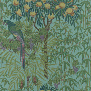 Macaw (Wp) # 04 Teal by 1838 Wallcoverings Designer Wallpaper