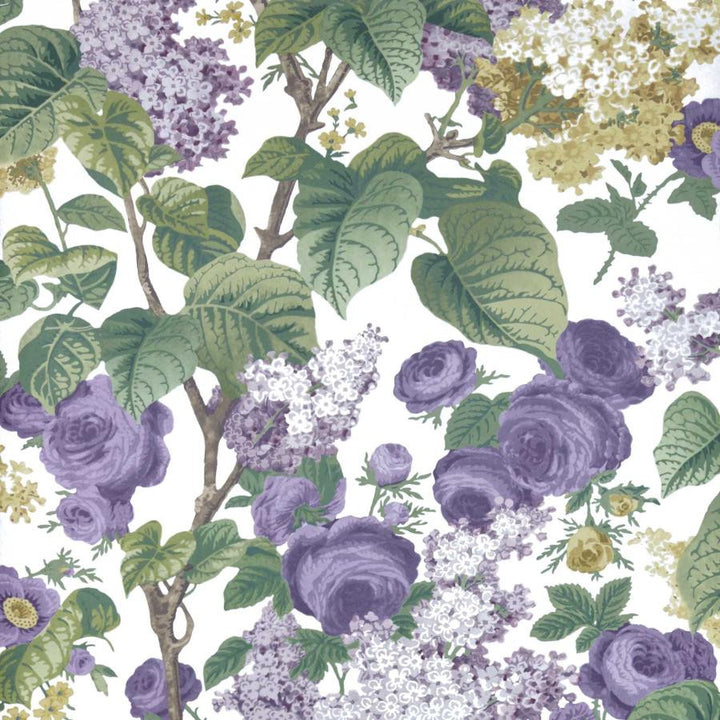 Floribunda (Wp) # 01 Lavender Dream by 1838 Wallcoverings Designer Wallpaper V&A Decorative Papers HALF DROP PASTE THE WALL UNITED KINGDOM V-33" 27.5"X11YD - Swanky Fabrics -