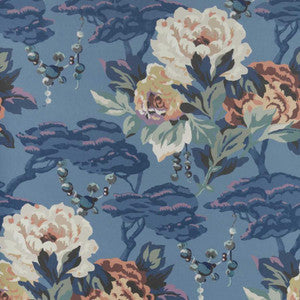 Paeonia (Wp) # 02 Indigo by 1838 Wallcoverings Designer Wallpaper