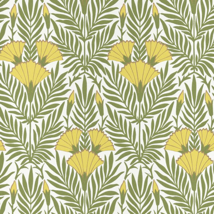 Floral Fanfare (Wp) # 01 Vivid Yellow by 1838 Wallcoverings Designer Wallpaper V&A Decorative Papers STRAIGHT PASTE THE WALL UNITED KINGDOM V-16.5" 20.5"X11YD - Swanky Fabrics -