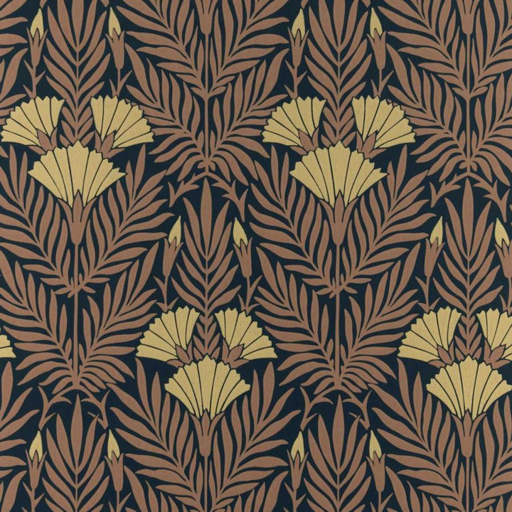 Floral Fanfare (Wp) # 03 Burnt Orange by 1838 Wallcoverings Designer Wallpaper V&A Decorative Papers STRAIGHT PASTE THE WALL UNITED KINGDOM V-16.5" 20.5"X11YD - Swanky Fabrics -