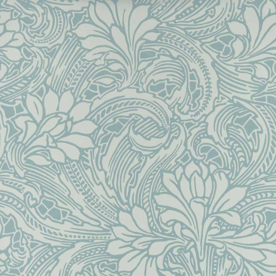 Eden (Wp) # 03 Soft Teal by 1838 Wallcoverings Designer Wallpaper V&A Decorative Papers STRAIGHT PASTE THE WALL UNITED KINGDOM V-25" 20.5"X11YD - Swanky Fabrics -