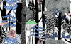 Pikkuveljekset Ebony and Sapphire 23340X by Marimekko Designer Wallpaper