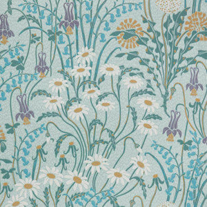 Flower Meadow (Wp) # 03 Celeste by 1838 Wallcoverings Designer Wallpaper