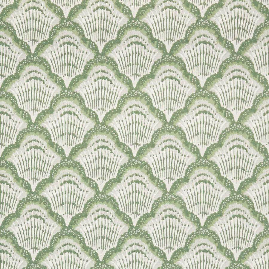 Calico Shell (Wp) # 02 Verde by 1838 Wallcoverings Designer Wallpaper V&A Decorative Papers Ii STRAIGHT PASTE THE WALL UNITED KINGDOM V-5.25" 20.5"X11YD - Swanky Fabrics -