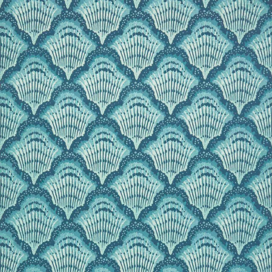 Calico Shell (Wp) # 03 Aqua by 1838 Wallcoverings Designer Wallpaper V&A Decorative Papers Ii STRAIGHT PASTE THE WALL UNITED KINGDOM V-5.25" 20.5"X11YD - Swanky Fabrics -