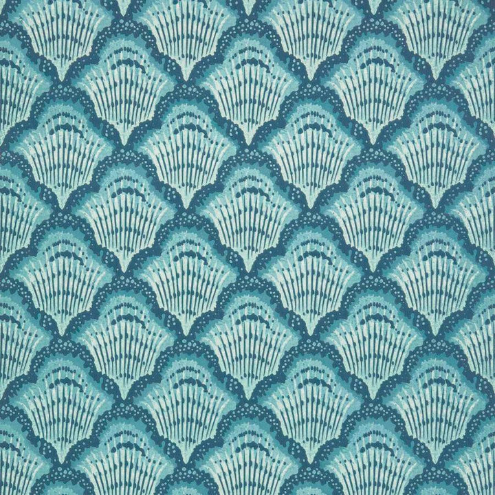 Calico Shell (Wp) # 03 Aqua by 1838 Wallcoverings Designer Wallpaper V&A Decorative Papers Ii STRAIGHT PASTE THE WALL UNITED KINGDOM V-5.25" 20.5"X11YD - Swanky Fabrics -