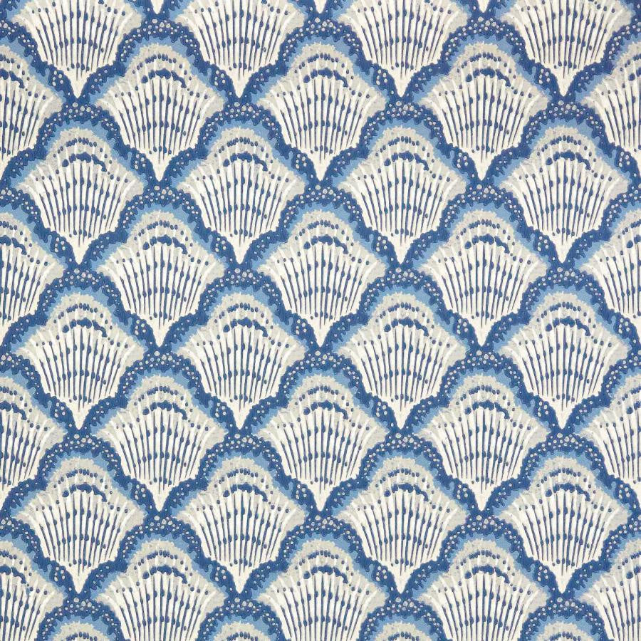 Calico Shell (Wp) # 04 Cobalt by 1838 Wallcoverings Designer Wallpaper V&A Decorative Papers Ii STRAIGHT PASTE THE WALL UNITED KINGDOM V-5.25" 20.5"X11YD - Swanky Fabrics -