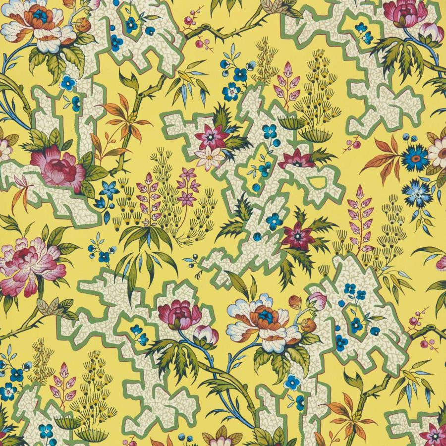 Kilburn'S Maze (Wp) # 01 Yellow by 1838 Wallcoverings Designer Wallpaper V&A Decorative Papers Ii STRAIGHT PASTE THE WALL UNITED KINGDOM V-27.5" 20.5"X11YD - Swanky Fabrics -