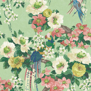 Floral Serenade (Wp) # 02 Verde by 1838 Wallcoverings Designer Wallpaper