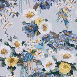 Floral Serenade (Wp) # 04 Sky by 1838 Wallcoverings Designer Wallpaper