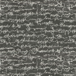 Love Script Charcoal 250280 by ED Ellen DeGeneres Designer Fabric