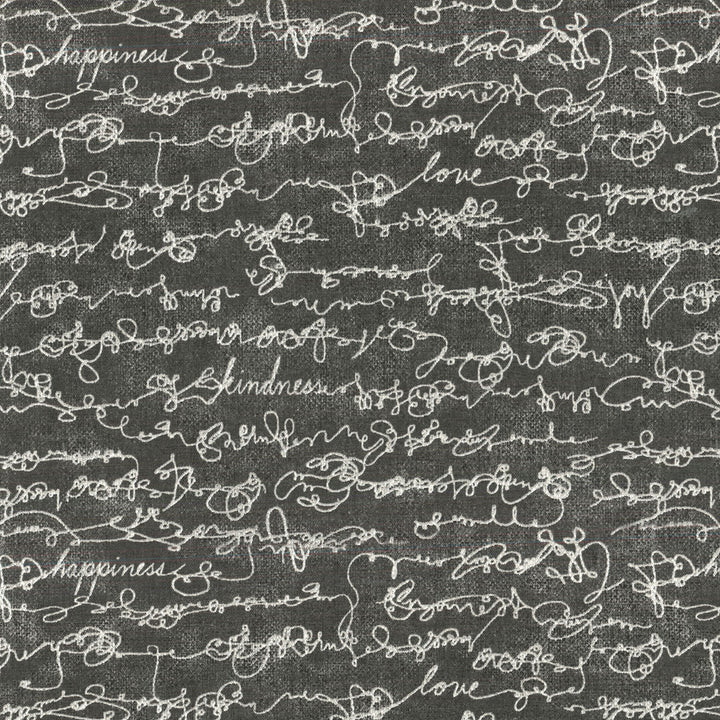 Love Script Charcoal 250280 by ED Ellen DeGeneres Designer Fabric - 100% COTTON USA 51000 Horizontal: 13.5 and Vertical: 10.6 54 - Swanky Fabrics -